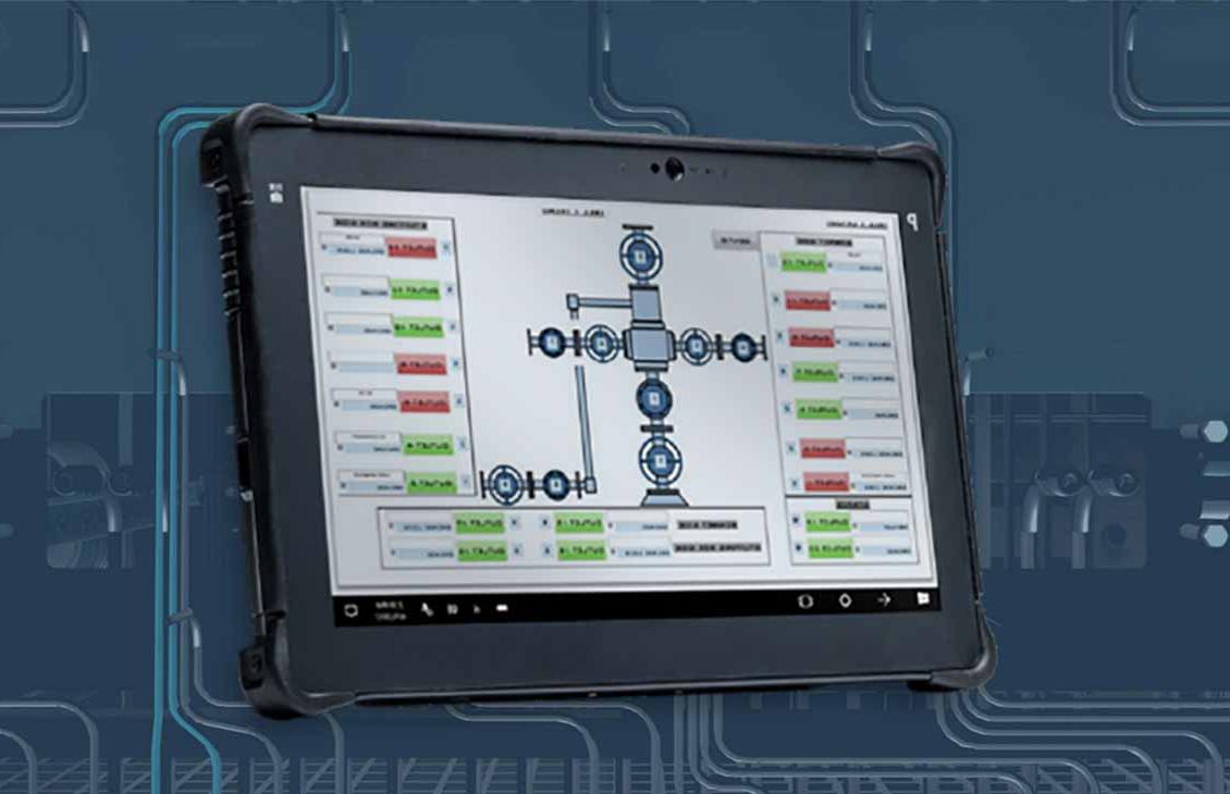Digital interface used by Cameron technician to operate the automated valve greasing system from outside the hazardous zone. 