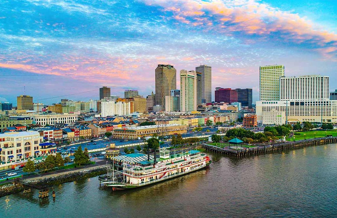 新奥尔良，路易斯安那州，美国市区天际线航拍