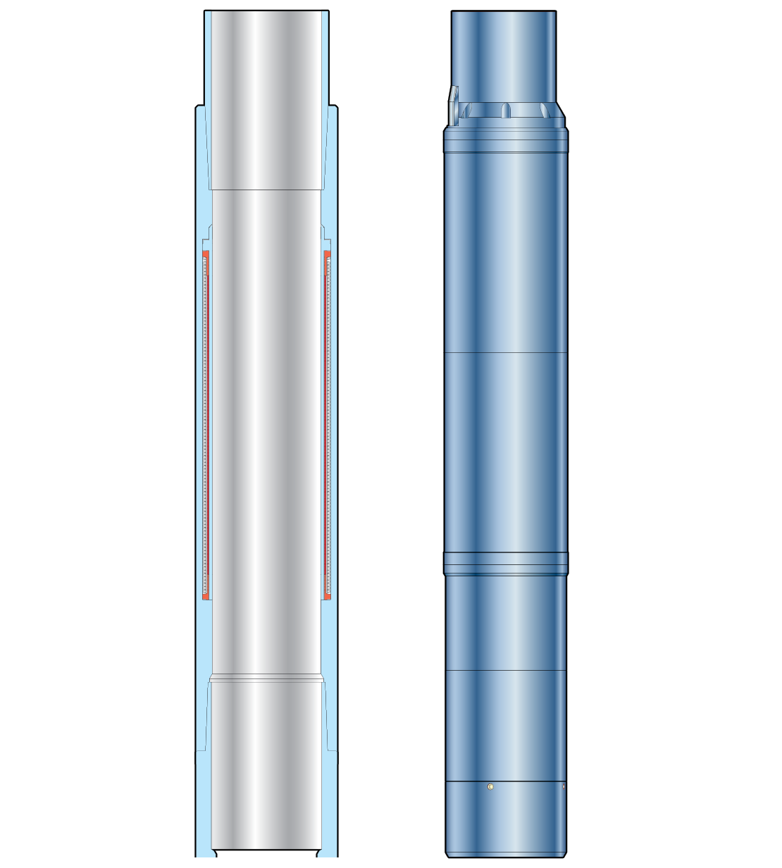 3D cutaway illustration of the inductive coupler technology for intelligent completions.