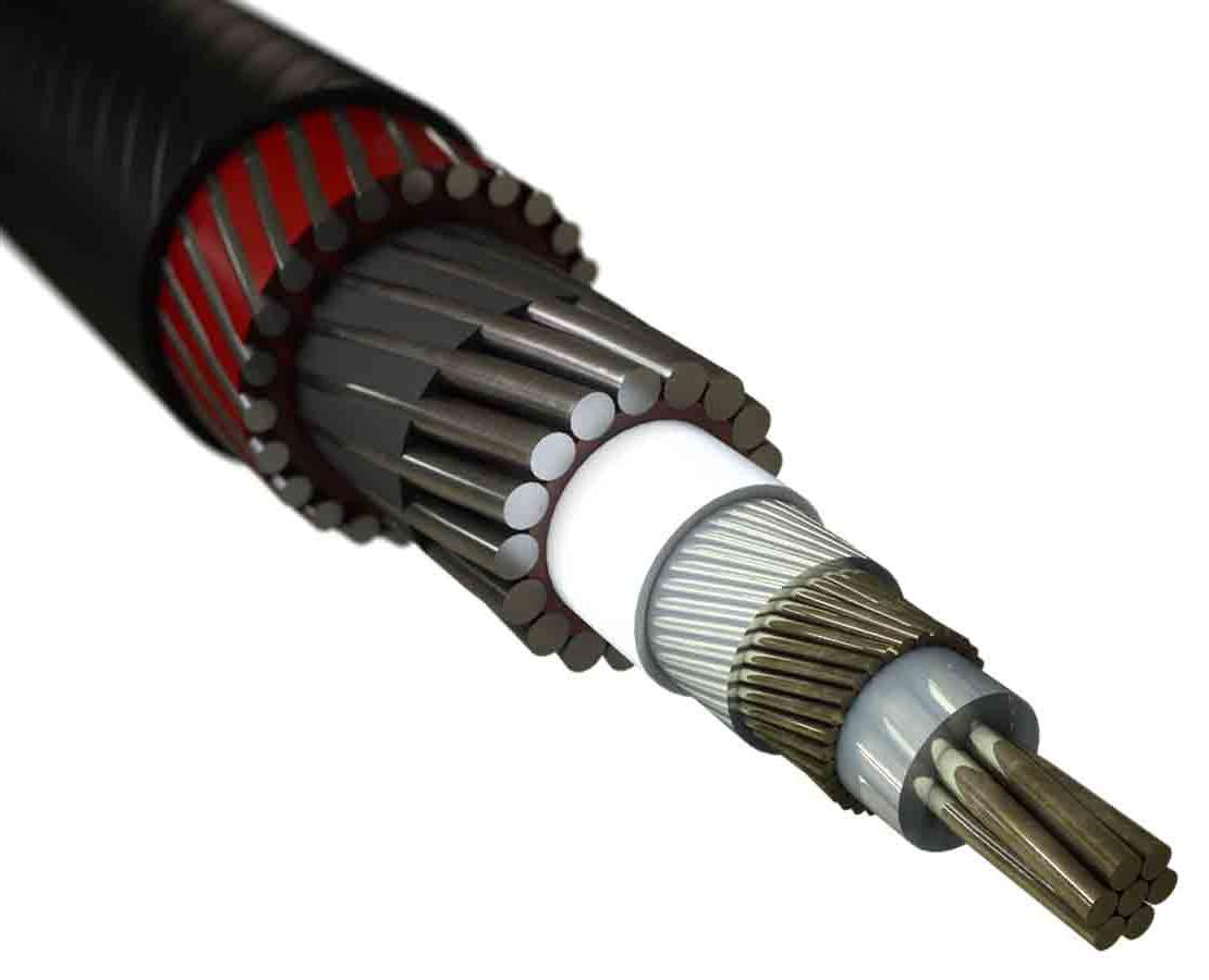 简化 cable cutaway showing the individual cable strands.