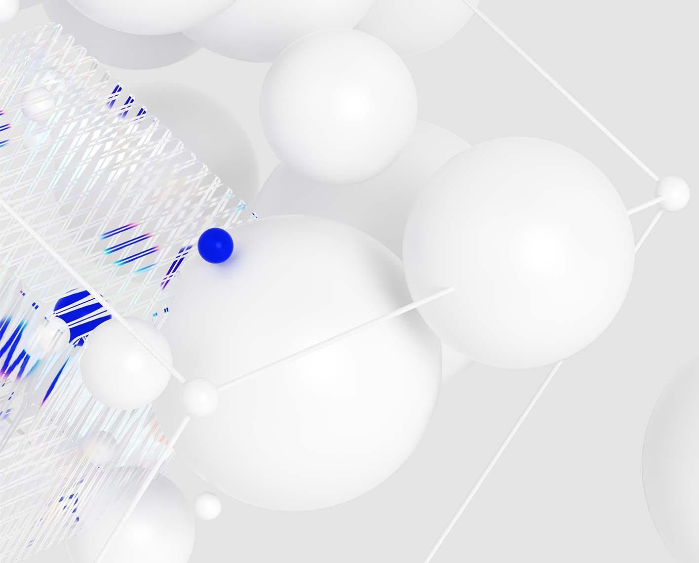 3D CGI image of white and blue spheres on a white background (全国快3信誉最好的老平台_Carbon_Capture_04)