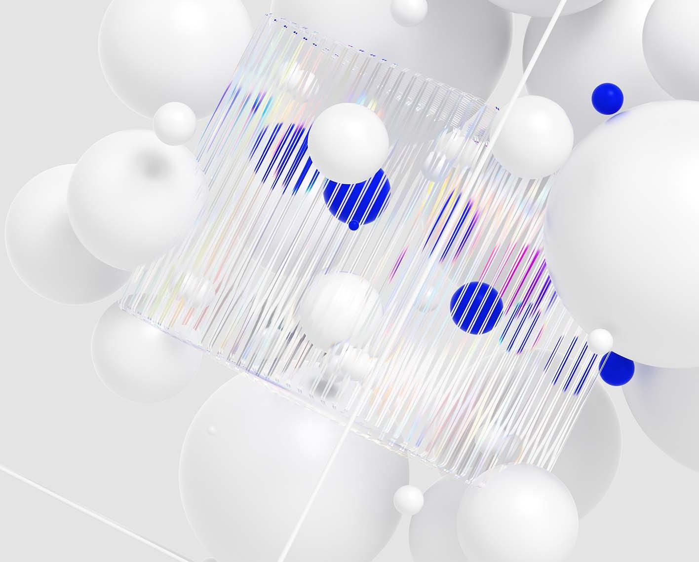 白色和蓝色球体的三维CGI图像(ccus-carbon capture-01-hero)