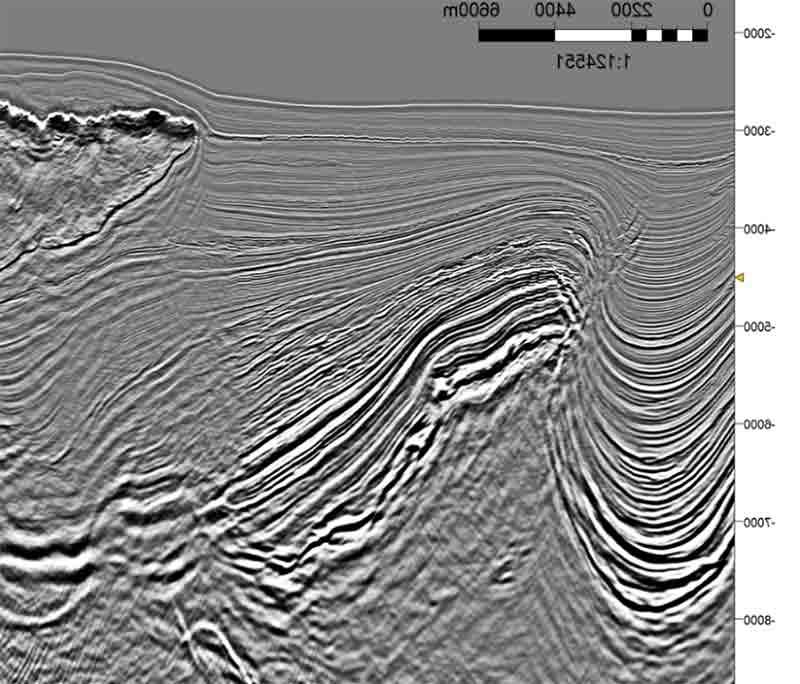 Reprocessed seismic image for Angola 3D.