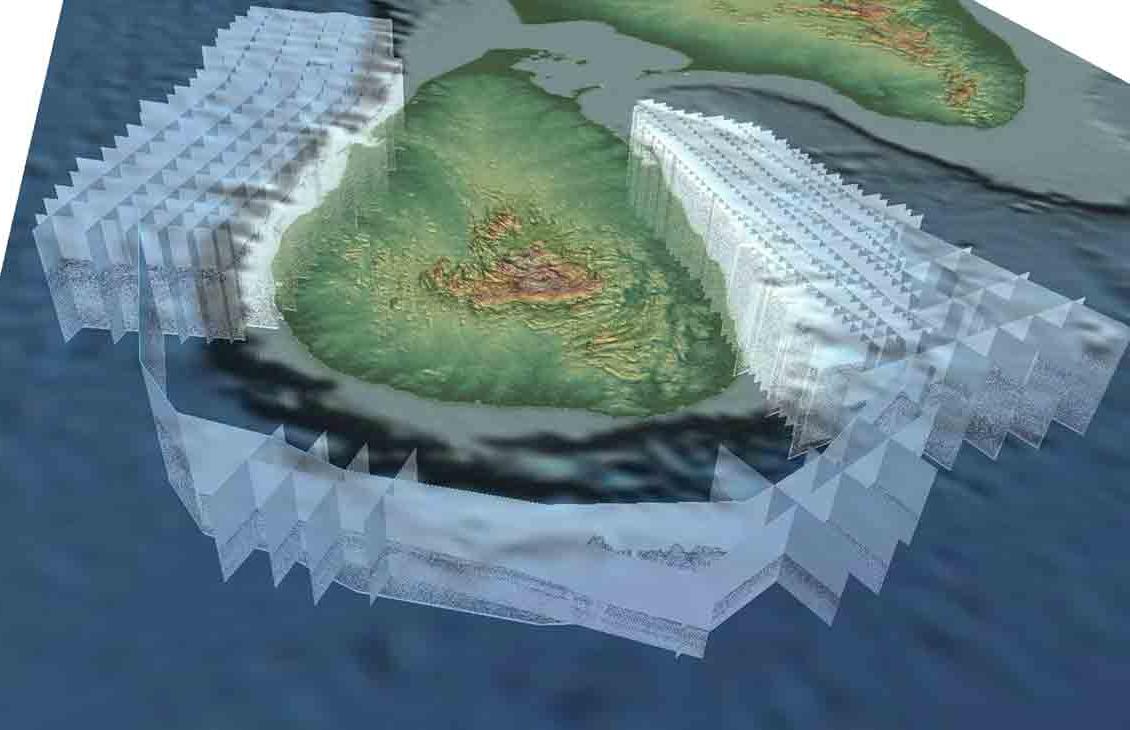 斯里兰卡近海WesternGeco地震勘探的3D视图