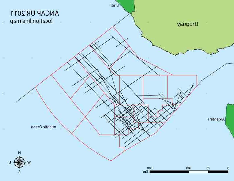 Map showing offshore Uruguay New Frontier multiclient survey area.
