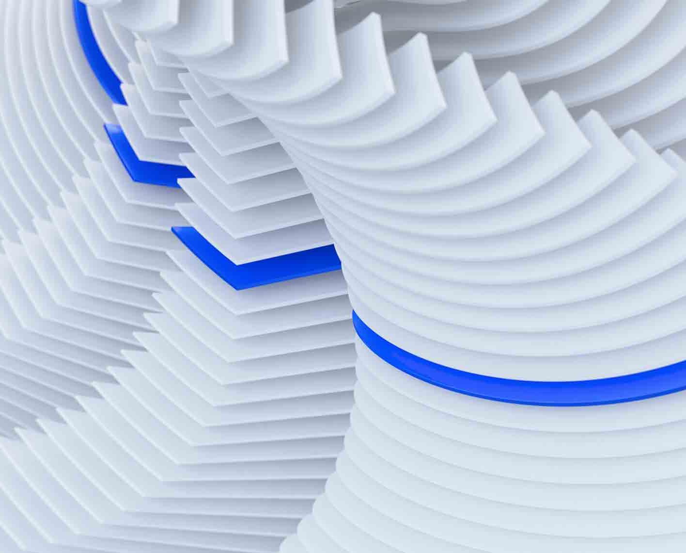 抽象的锯齿状白色形状与相互连接的蓝线