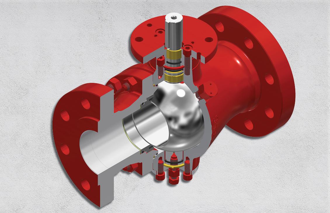 AOP Series D2 trunnion-mounted ball valve.