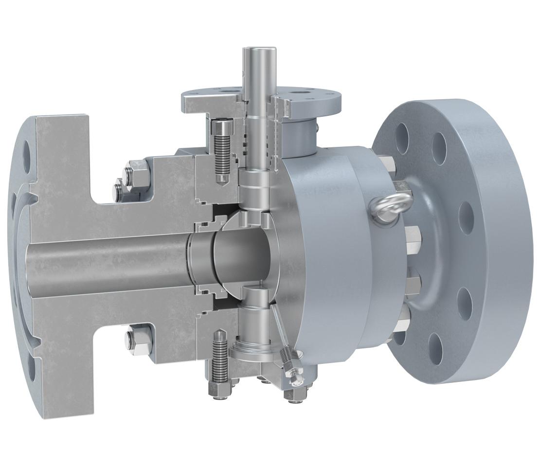 Cutaway of a B7 side-entry ball valve