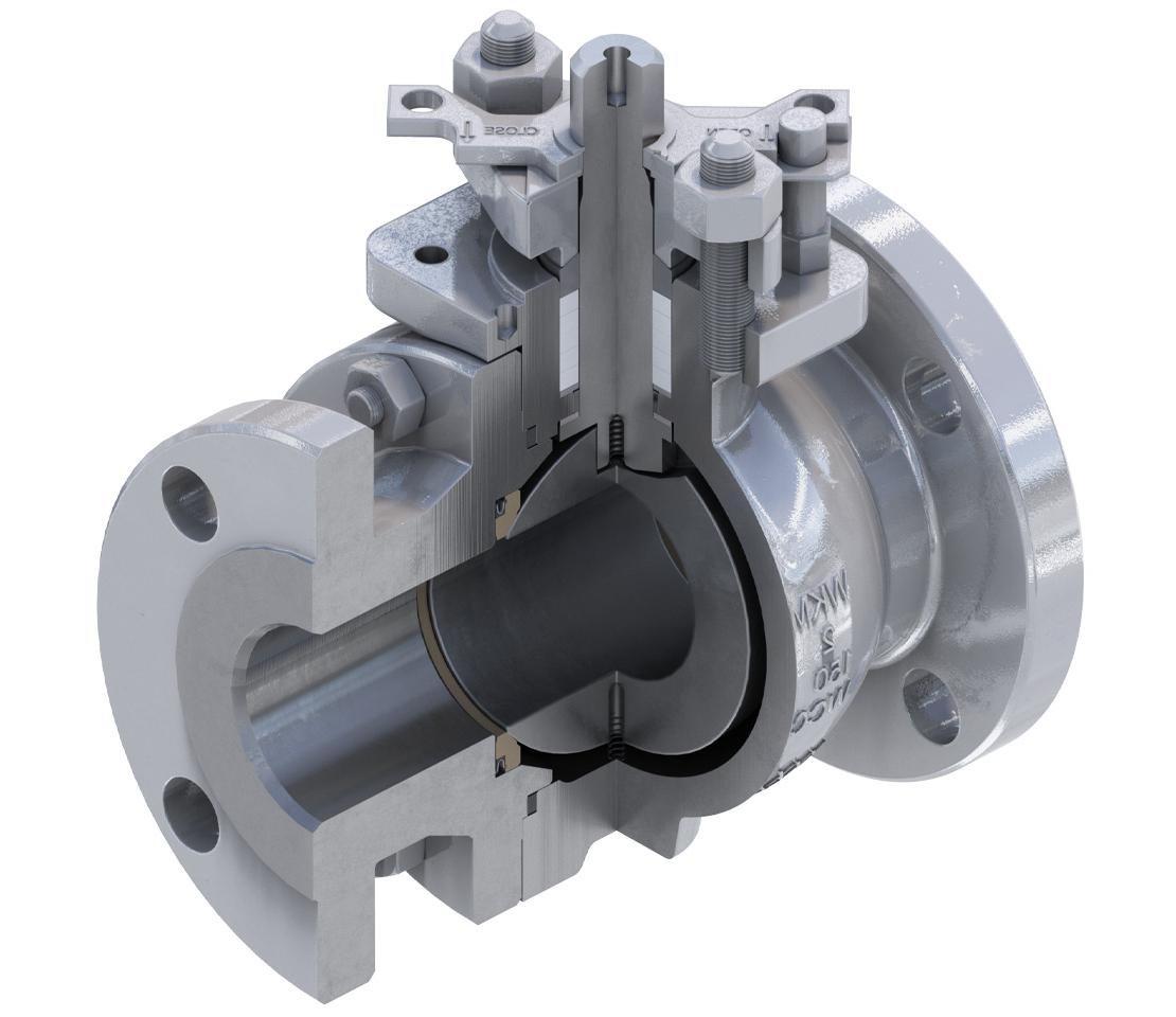 Cutaway of the WKM 320 series ball valve